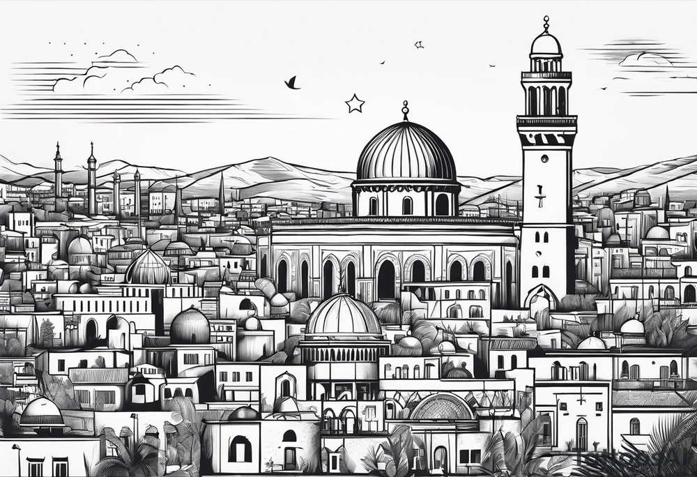israel city vector circle
 vignette tattoo idea