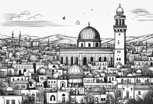israel city vector circle
 vignette tattoo idea