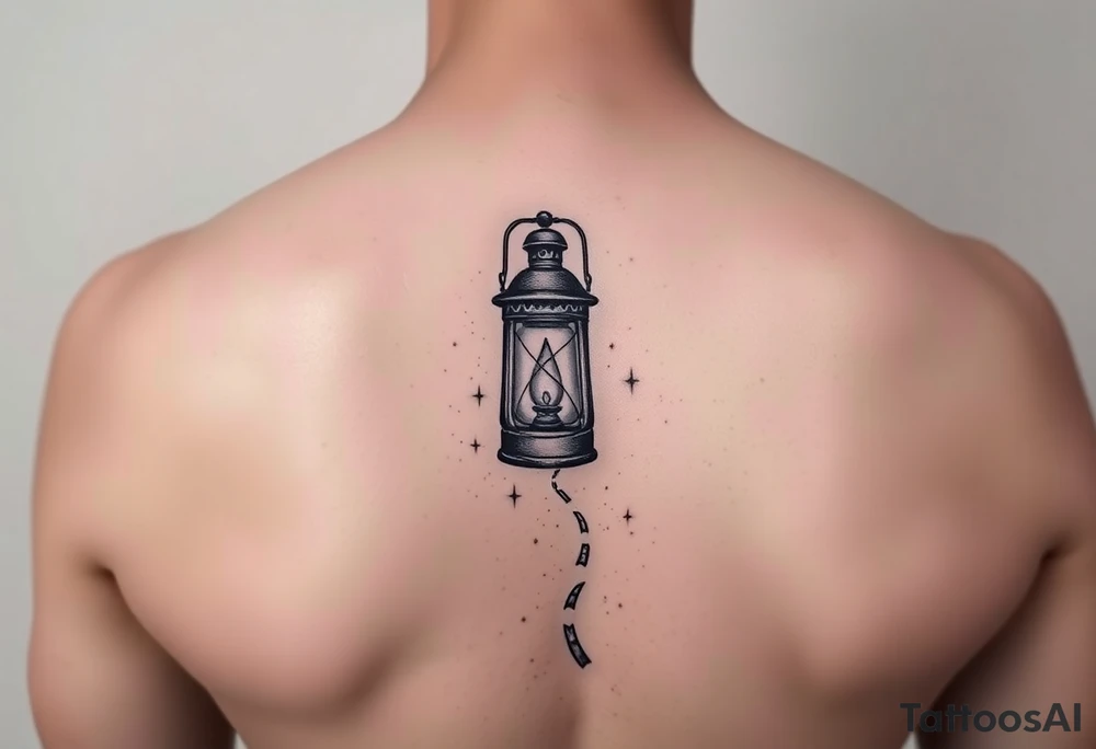 Someone holding a lantern to light up a road tattoo idea