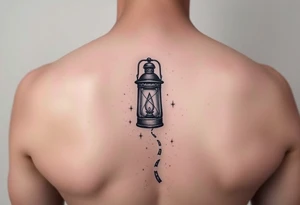 Someone holding a lantern to light up a road tattoo idea