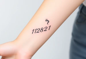 I want a small simple silhouette lines black and white wrist princess like girl snake tattoo that has number 12821 on its body along and also I want it to represent feminine energy crown queen Cycle tattoo idea