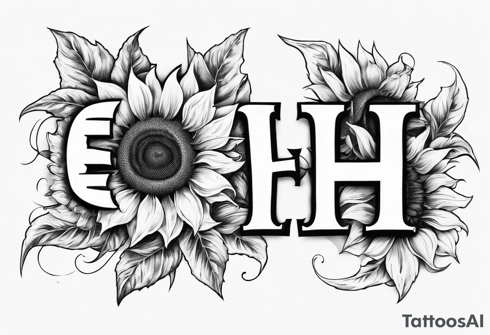 combining the letters E and H with a sunflower image tattoo idea combining the letters E and H with a sunflower image tattoo idea