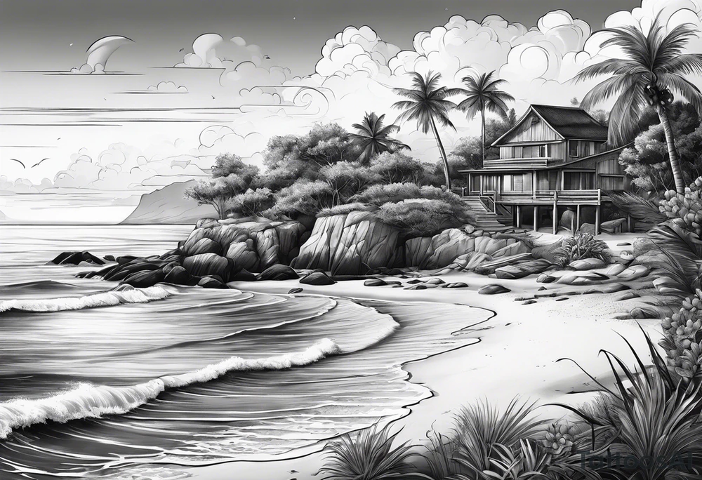 Beach landscape tattoo idea