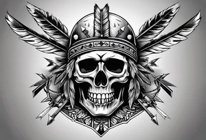 Cree Chief Skull with Arrows tattoo idea