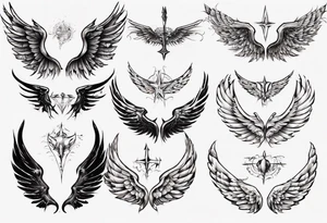 Wings with the dates (1) 09/12/2012 and (2) 24/10/2023 in between the wings tattoo idea