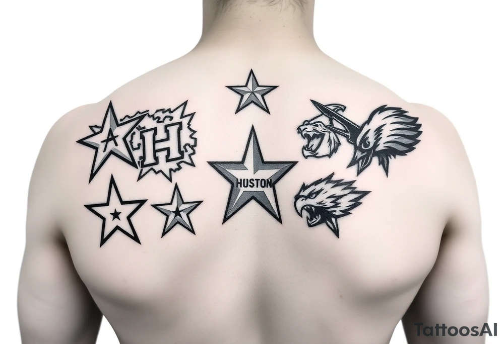 Mix all athletics Houston team logos into one nice one tattoo idea