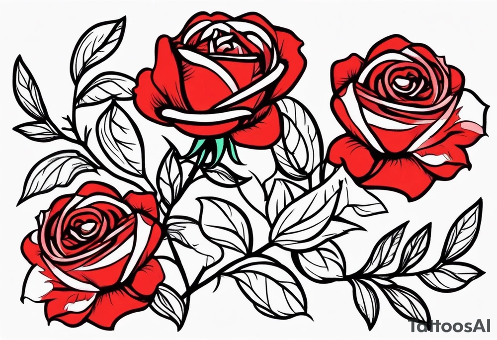 traditional roses red tattoo idea