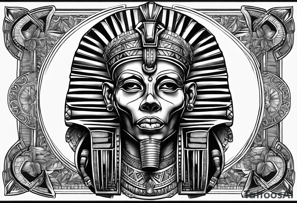 Black pharaoh skull tattoo idea