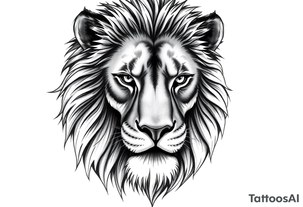 powerful majestic lion, close-up tattoo idea
