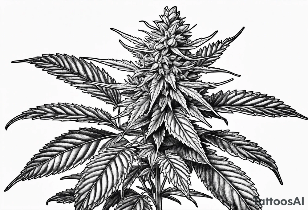 Cannabis plant botanical tattoo idea