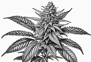 Cannabis plant botanical tattoo idea