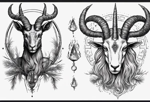 A Capricorn with glowing pineal gland tattoo idea