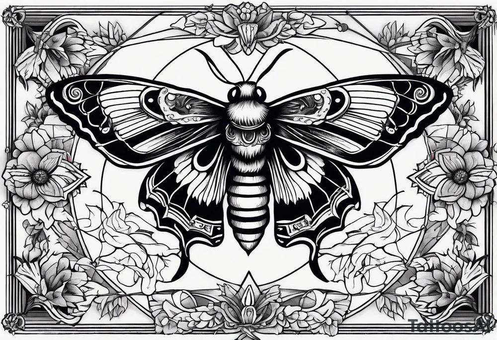 death moth with Wicca aesthetic tattoo idea