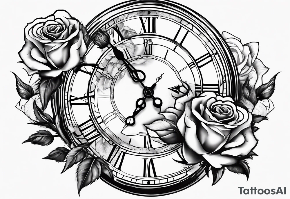 Creation of Adam with a rose and clock tattoo idea