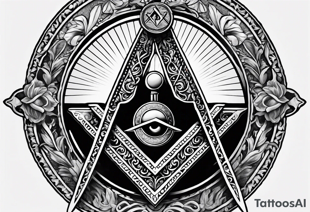 Masonic square and compass on staff of caduceus tattoo idea