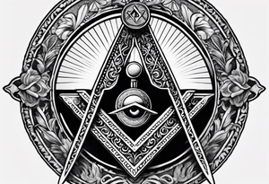Masonic square and compass on staff of caduceus tattoo idea
