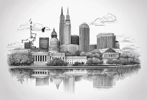 saint louis capital skyline sleeve with cardinals tattoo idea