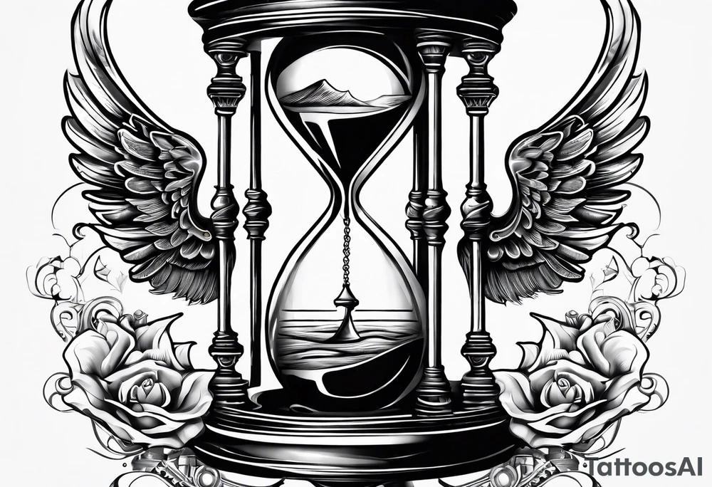 hourglass with wing carpe diem for men tattoo idea