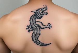 dragon crawling upwards without any background tattoo idea