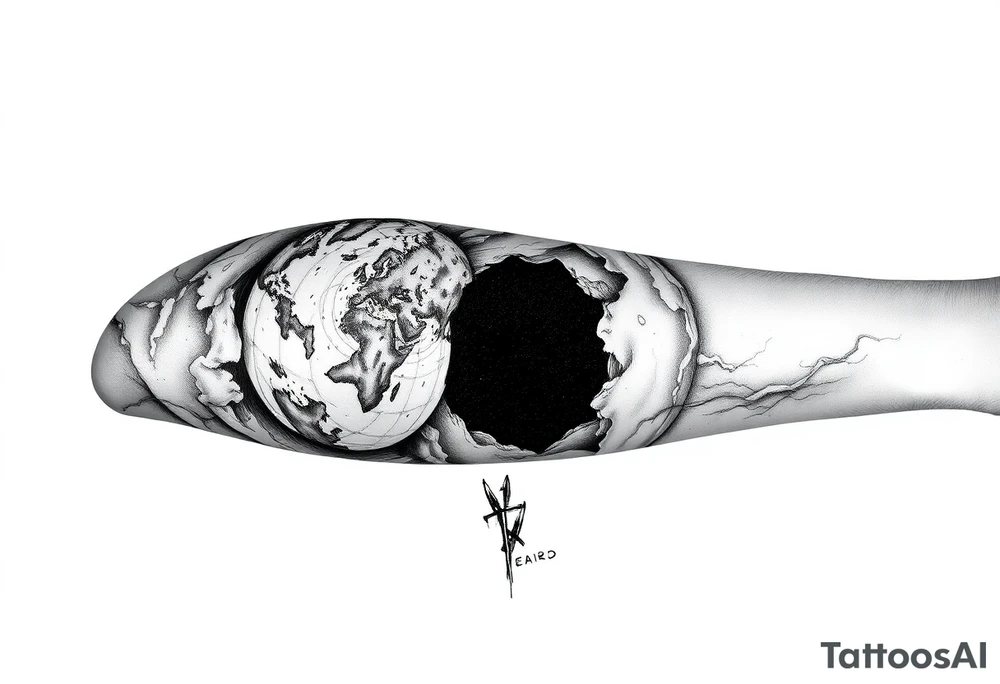 2 different worlds on both sides of a black hole tattoo idea