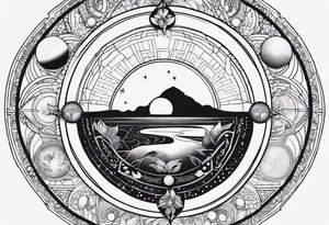 Astrology, Cancer & Aquarius, Natal Chart, symbolic, vision, yin yang, the moon, the sun, Uranus, Pluto, spiritual third eye, mystical armband tattoo idea