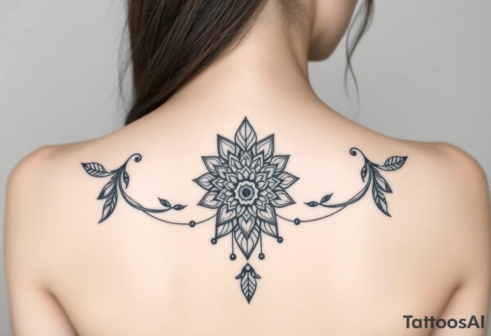 spiritual feathers ornamental mandala shaman tattoo idea