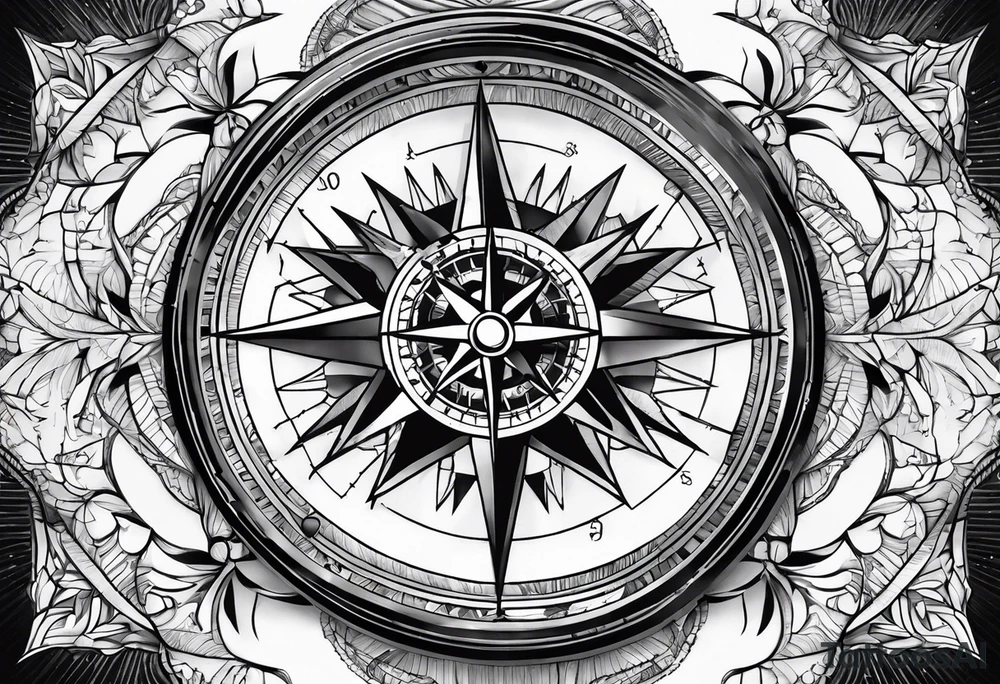 Modern Military Compass glass tattoo idea