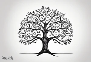 tree with words as branches. branches read Jenny, Mike, Warren, 
Elaine tattoo idea