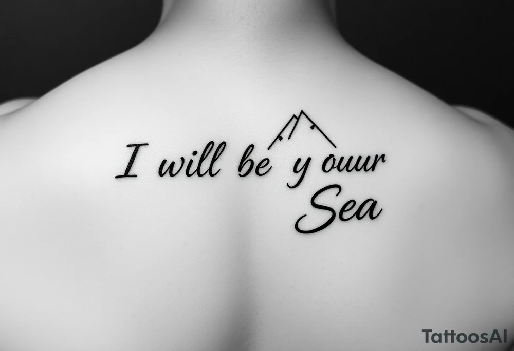 Feminine fine line tattoo representing the following quote “I will be your Dead Sea”. Black lines only. Use pics that represent the sea tattoo idea
