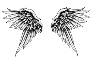 Realistic angelwings long tattoo idea