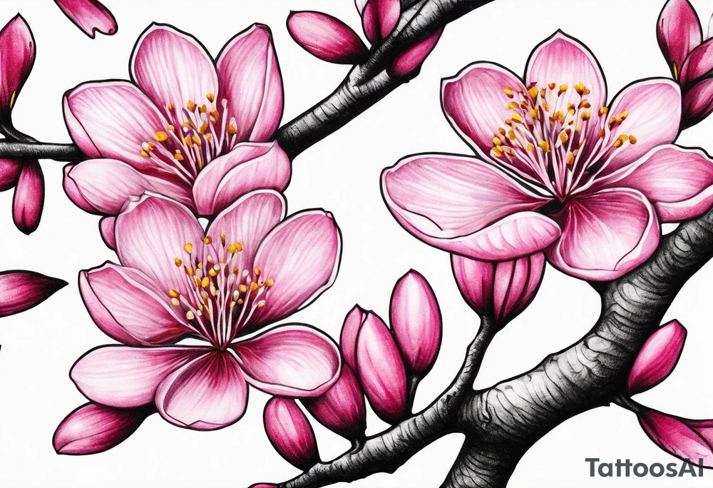 pink silktree blossoms floating tattoo idea