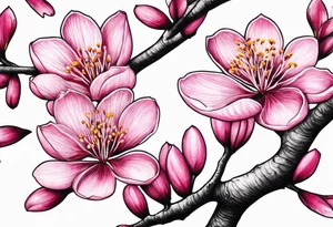 pink silktree blossoms floating tattoo idea