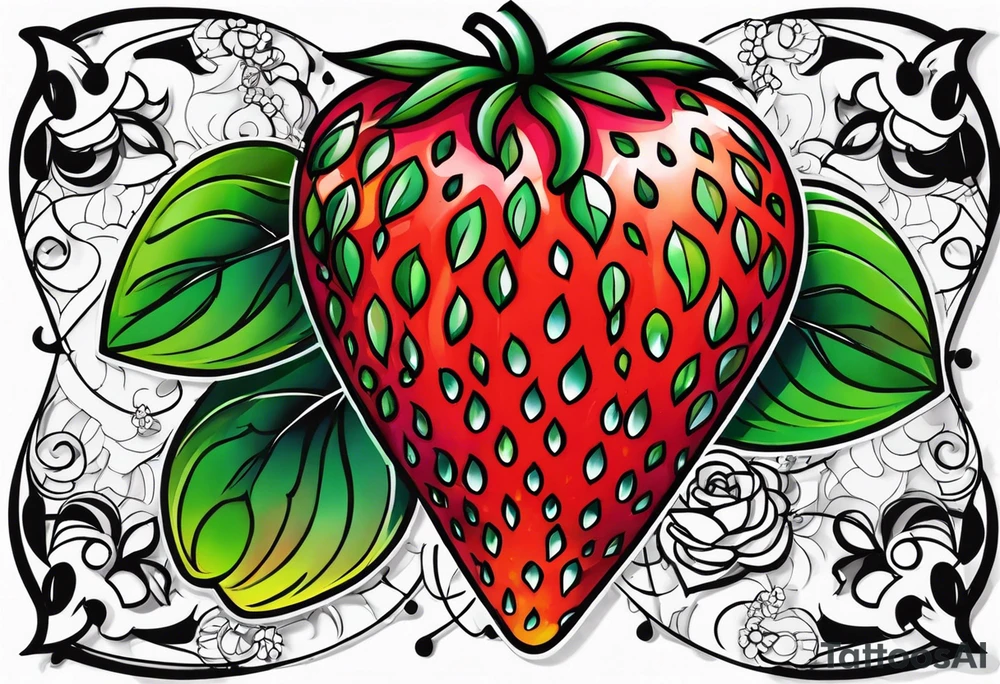 One Strawberry new school tattoo idea