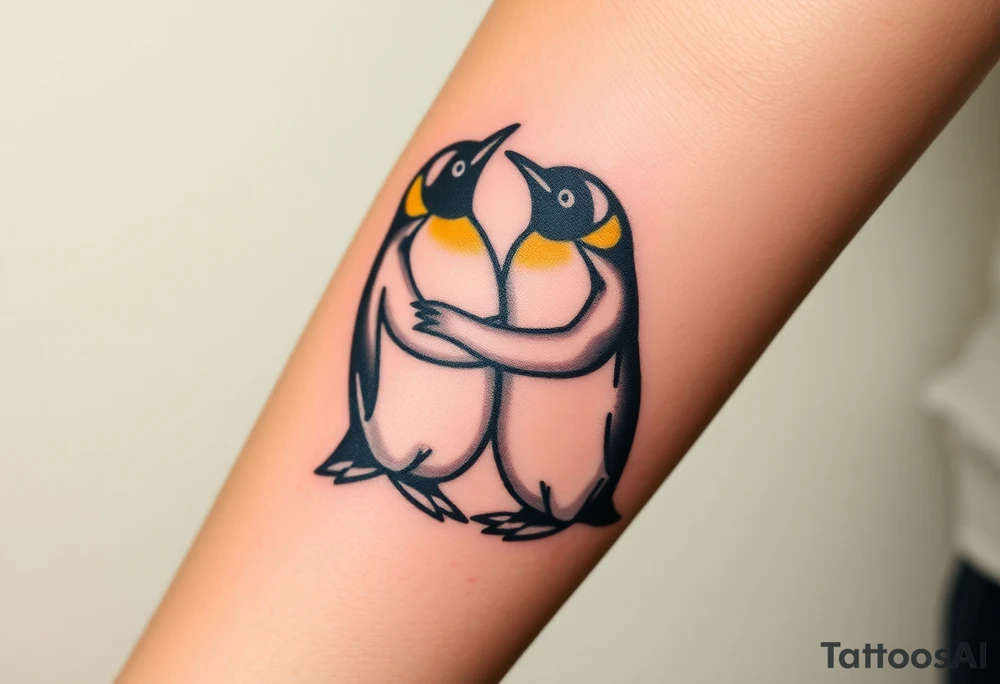 Penguins hugging tattoo idea