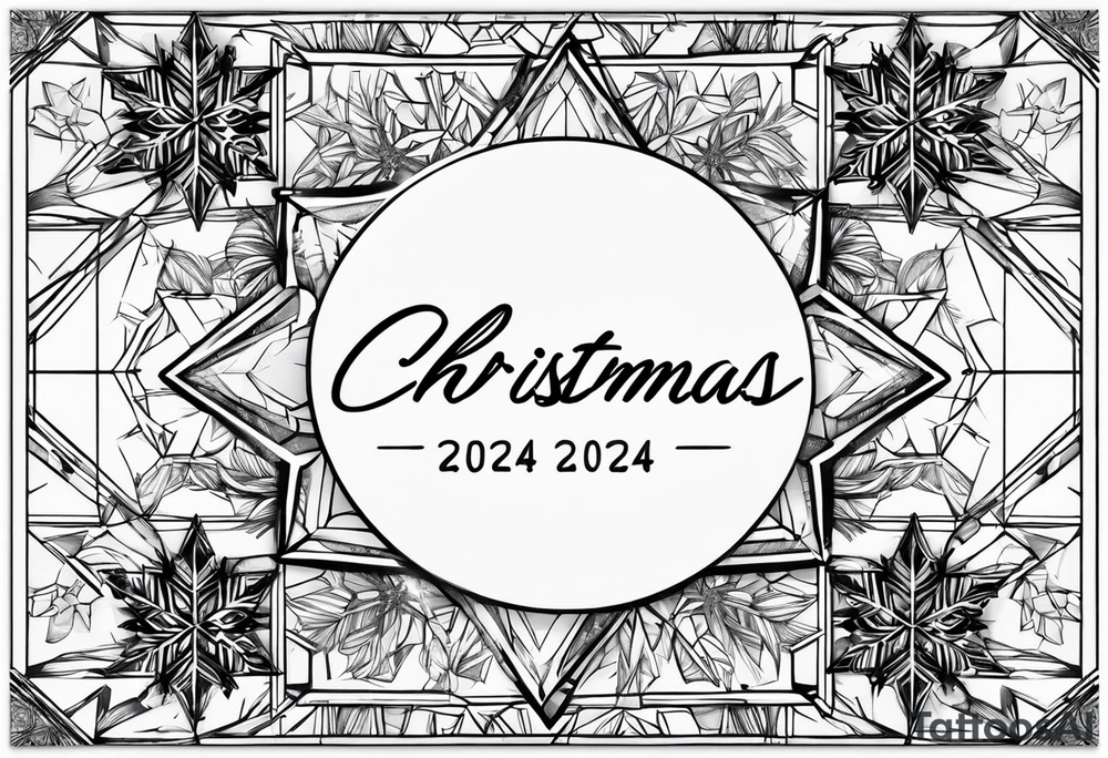 Christmas 2024 personalized name banner on a 20 oz tumbler minimalist snowflake motif tattoo idea