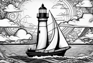sailboat sail in the shape of a maritime lighthouse. tattoo idea