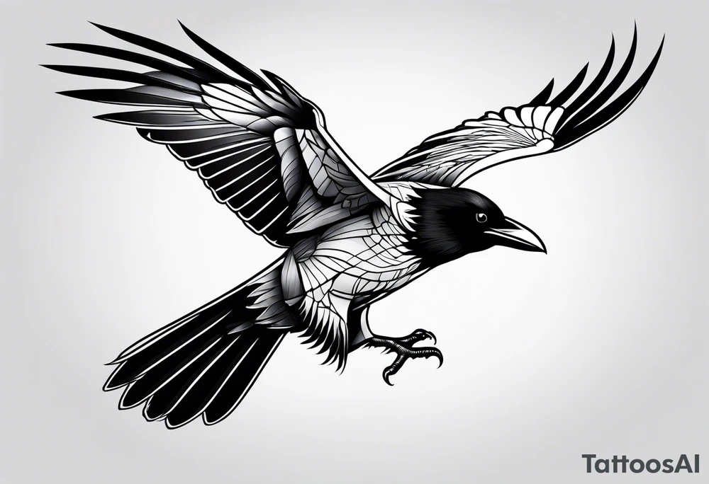Crow in flight tattoo idea