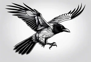 Crow in flight tattoo idea