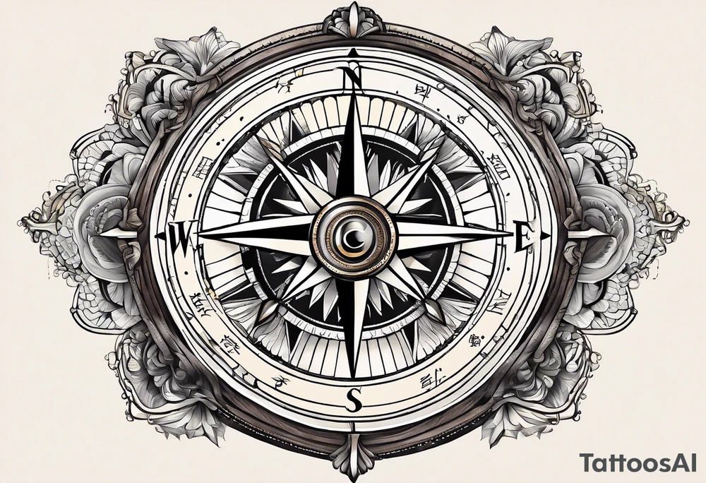 vintage compass tattoo idea