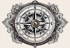 vintage compass tattoo idea