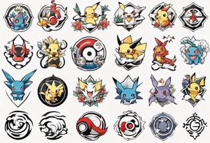Pokémon symbols elegant and playful tattoo idea
