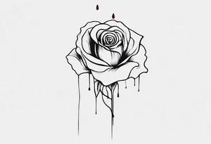rose flower, one line, blood dripping from the flower, tall tattoo idea
