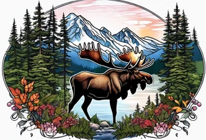moose mountain forest tattoo idea