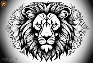 powerful lion with fire tattoo idea