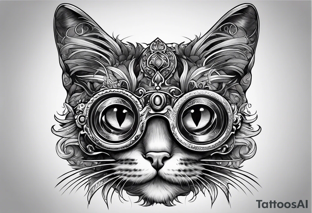 Fancy cat with monocle tattoo idea