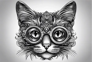 Fancy cat with monocle tattoo idea