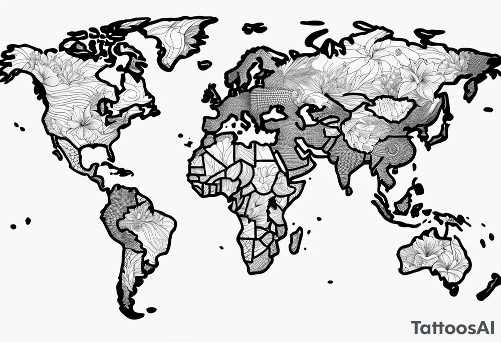 tattoo 
line drawing of the world map tattoo idea