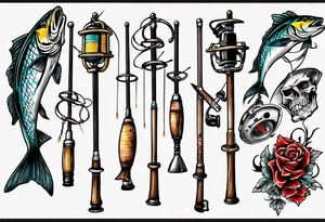 Crossed fishing poles tattoo idea
