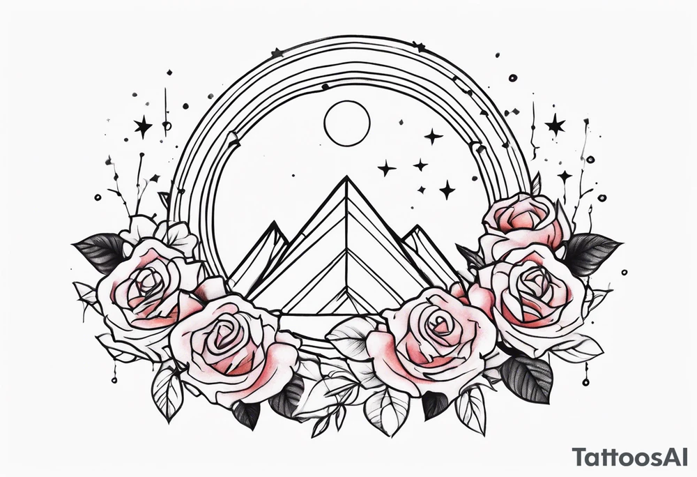 Pulsar with small roses around it tattoo idea