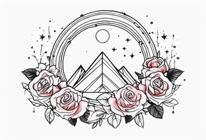 Pulsar with small roses around it tattoo idea